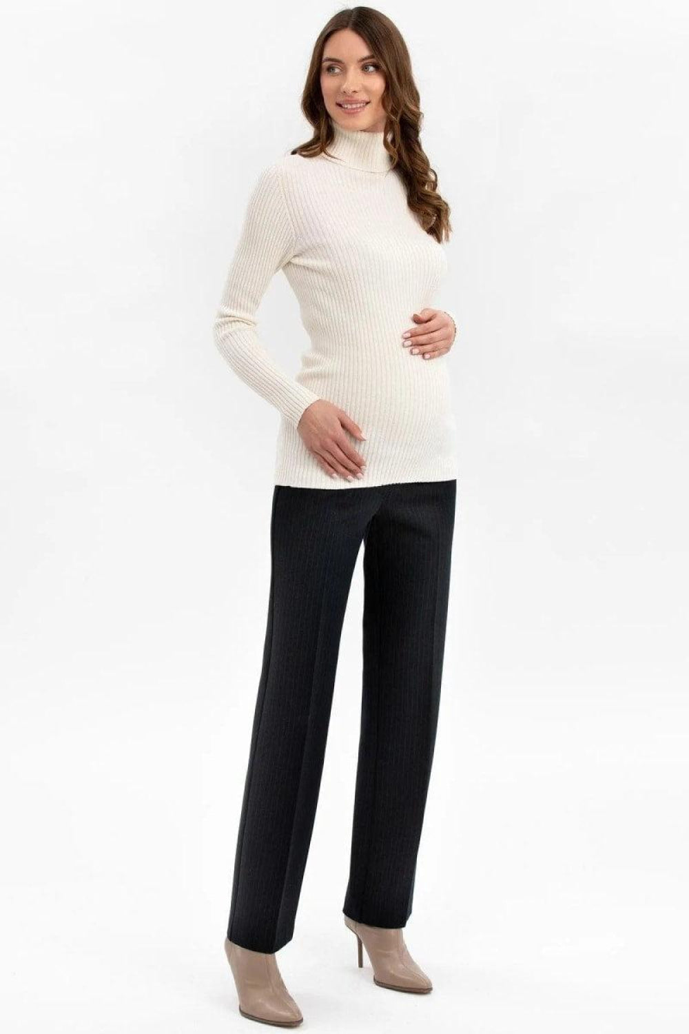 AURORA Ribbed Maternity Turtleneck - Cream White - XS - Turtleneck