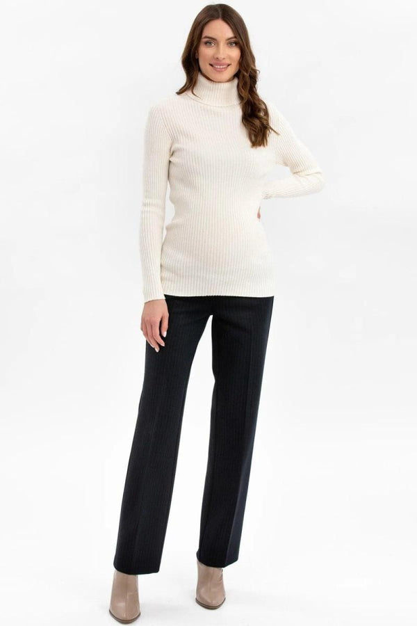 AURORA Ribbed Maternity Turtleneck - Cream White - XS - Turtleneck