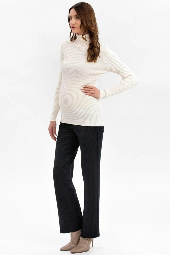 AURORA Ribbed Maternity Turtleneck - Cream White - XS - Turtleneck
