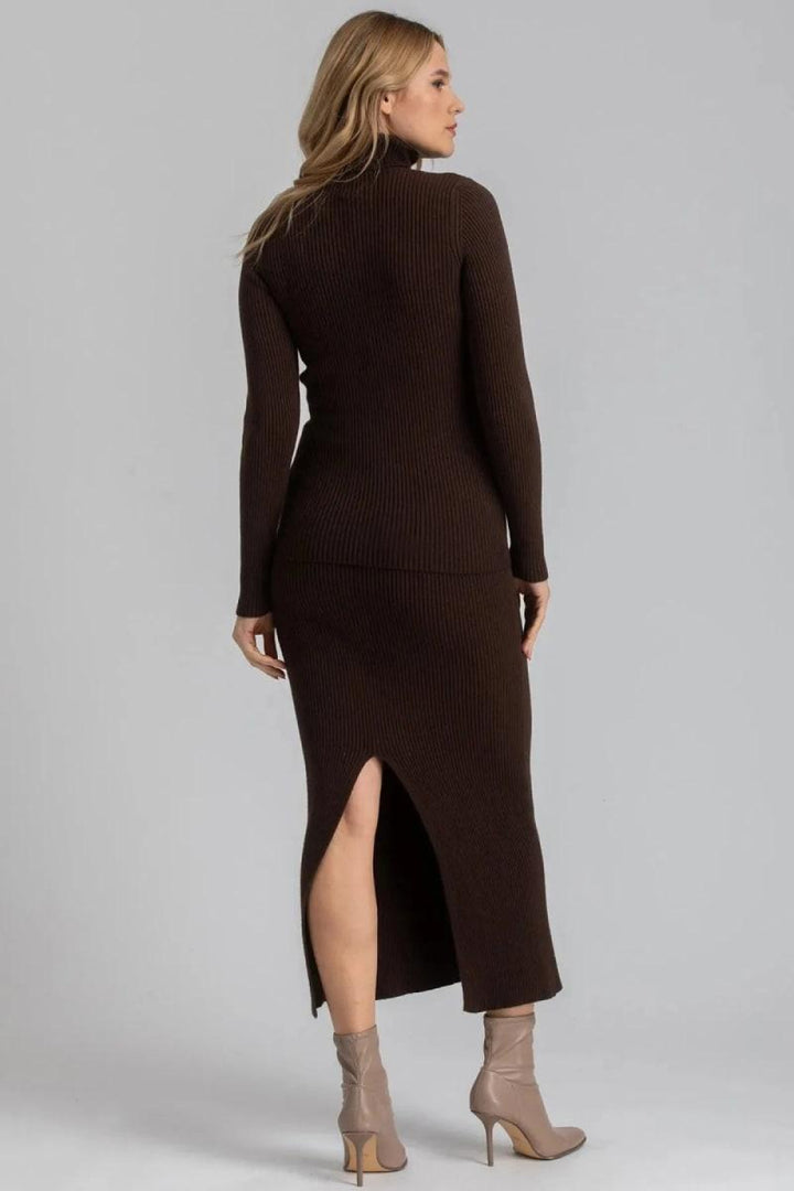 AURORA Ribbed Maternity Turtleneck - Moka - Turtleneck
