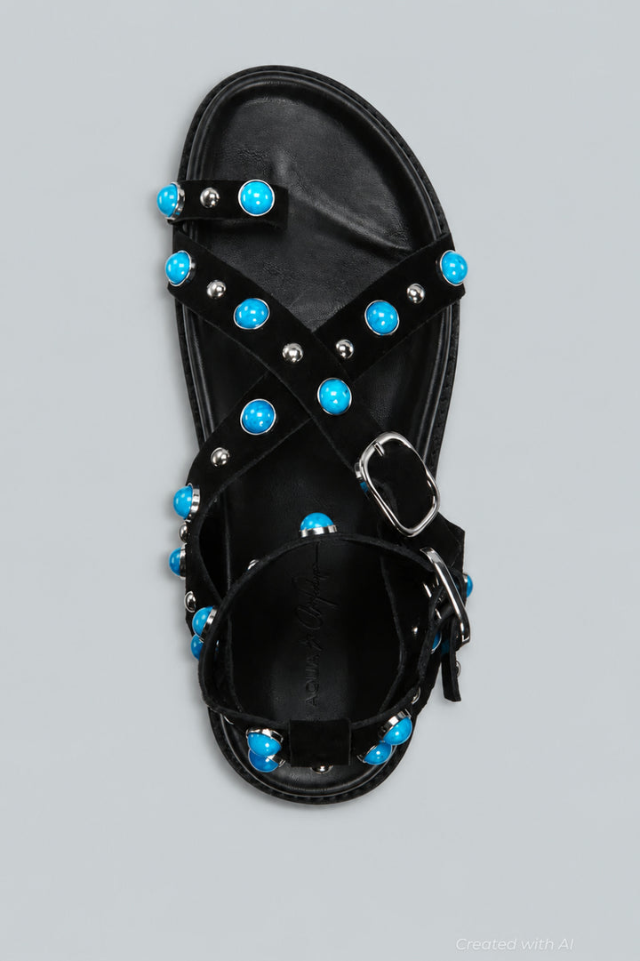 Ava Phillippe Women’s Jazzy Embellished Sandals Exclusive - Black Suede - 8 - Sandal