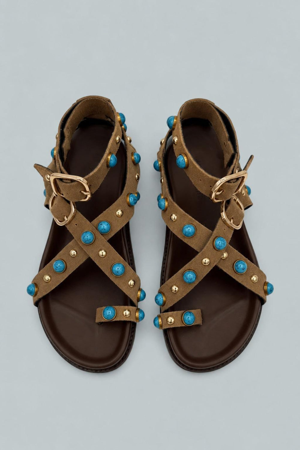 Ava Phillippe Women’s Jazzy Embellished Sandals Exclusive - Brown Suede - US W 8 - Sandals