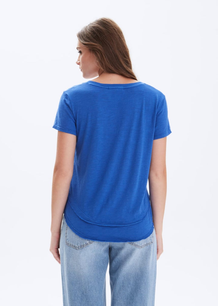 Ava V-Neck Mock Layer T-Shirt - Electric Blue - T-shirt