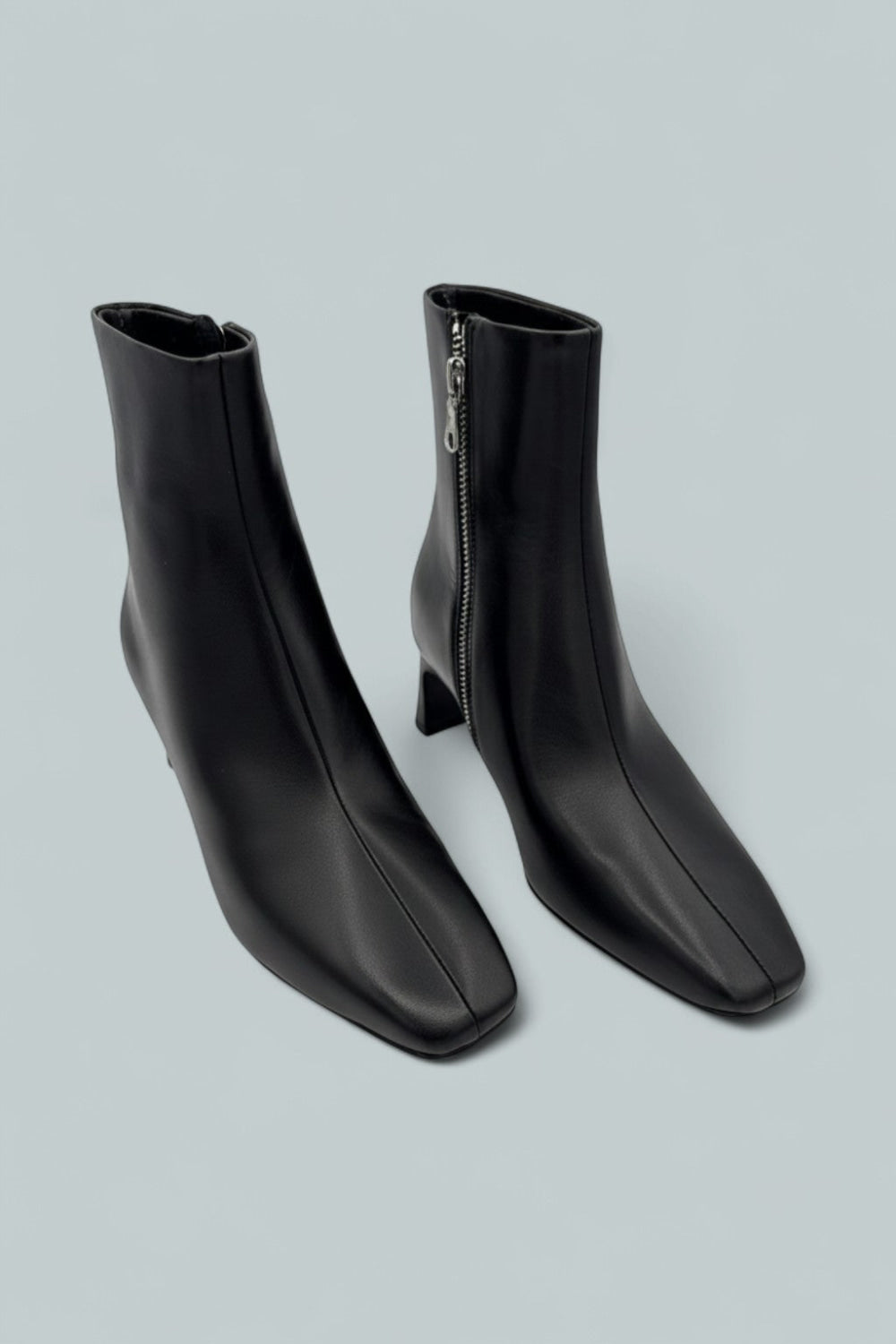 Avery Zip Leather Ankle Boots - Black - 7 - Boots