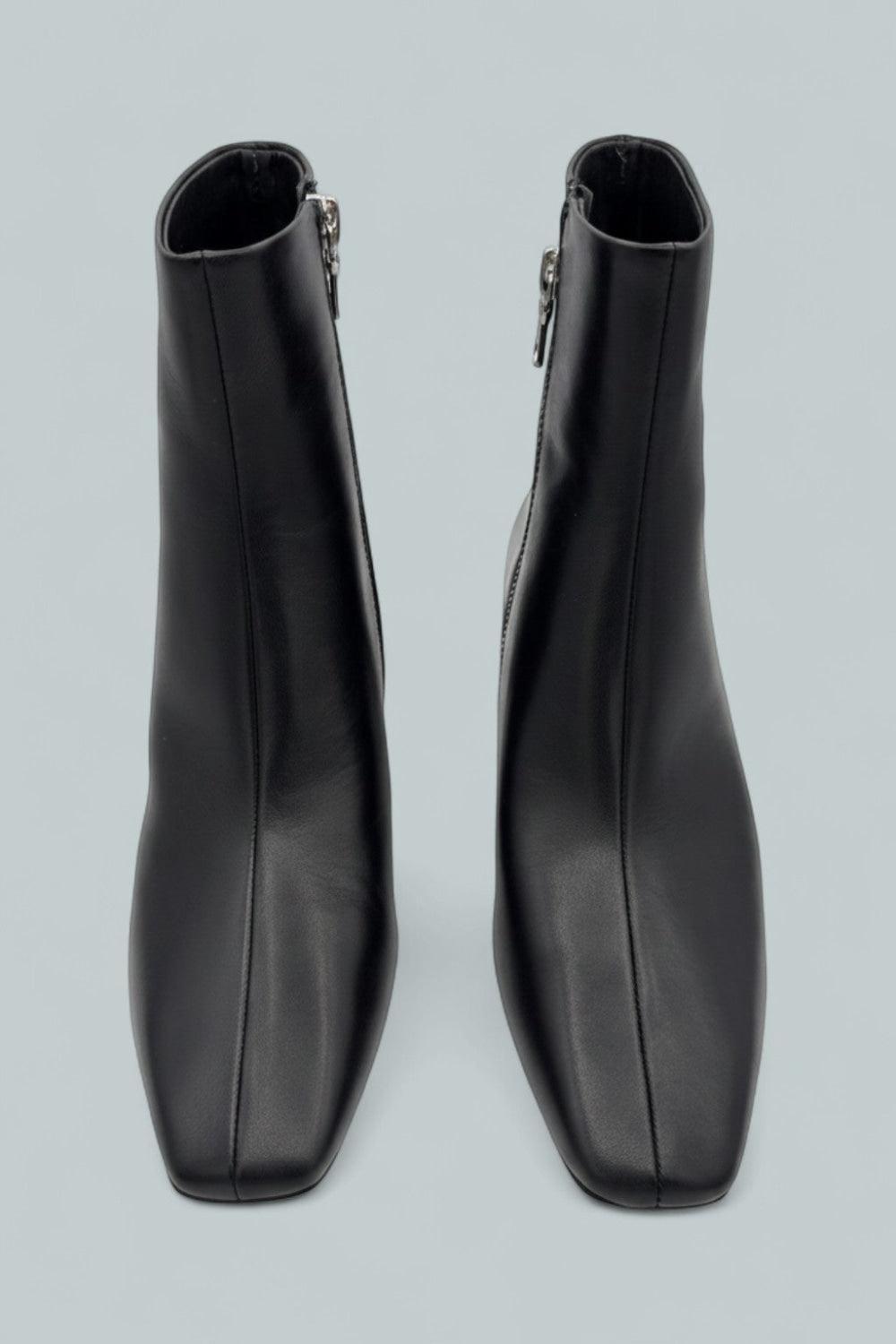 Avery Zip Leather Ankle Boots - Black - 7 - Boots