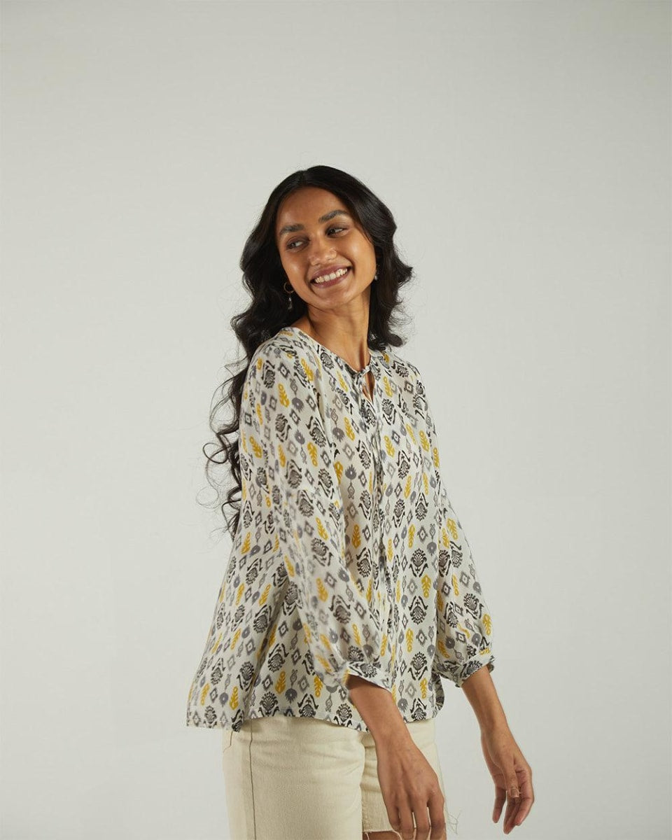 A Summer Escape Top - Ikat Gardens