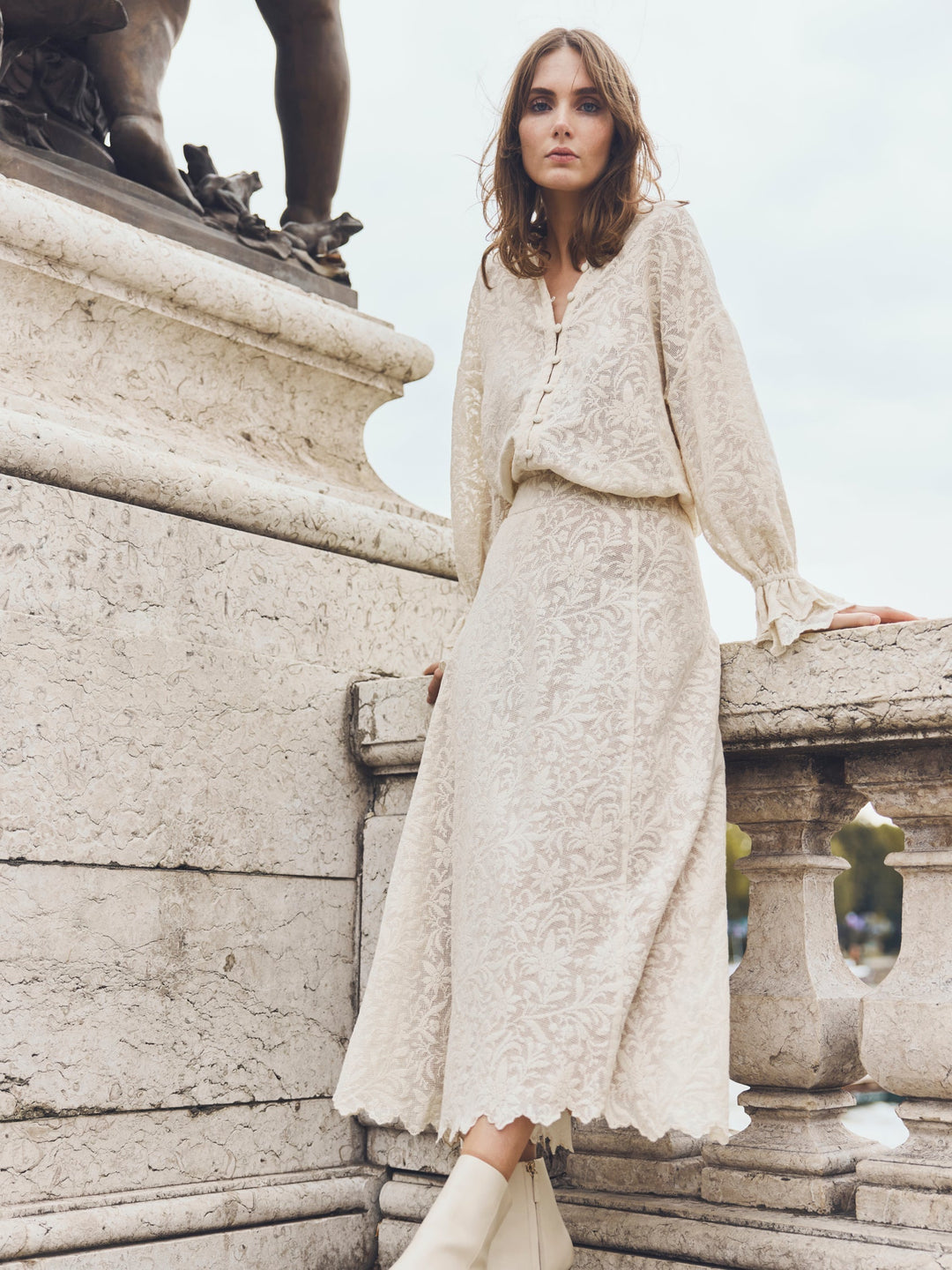 Bellissima Buttondown - Ivory Crochet Lace