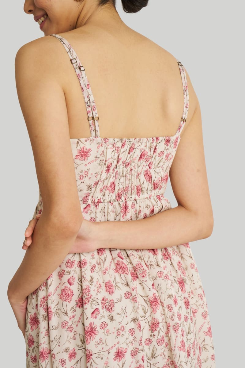 Strappy Gathered Midi Dress - Petal Fusion