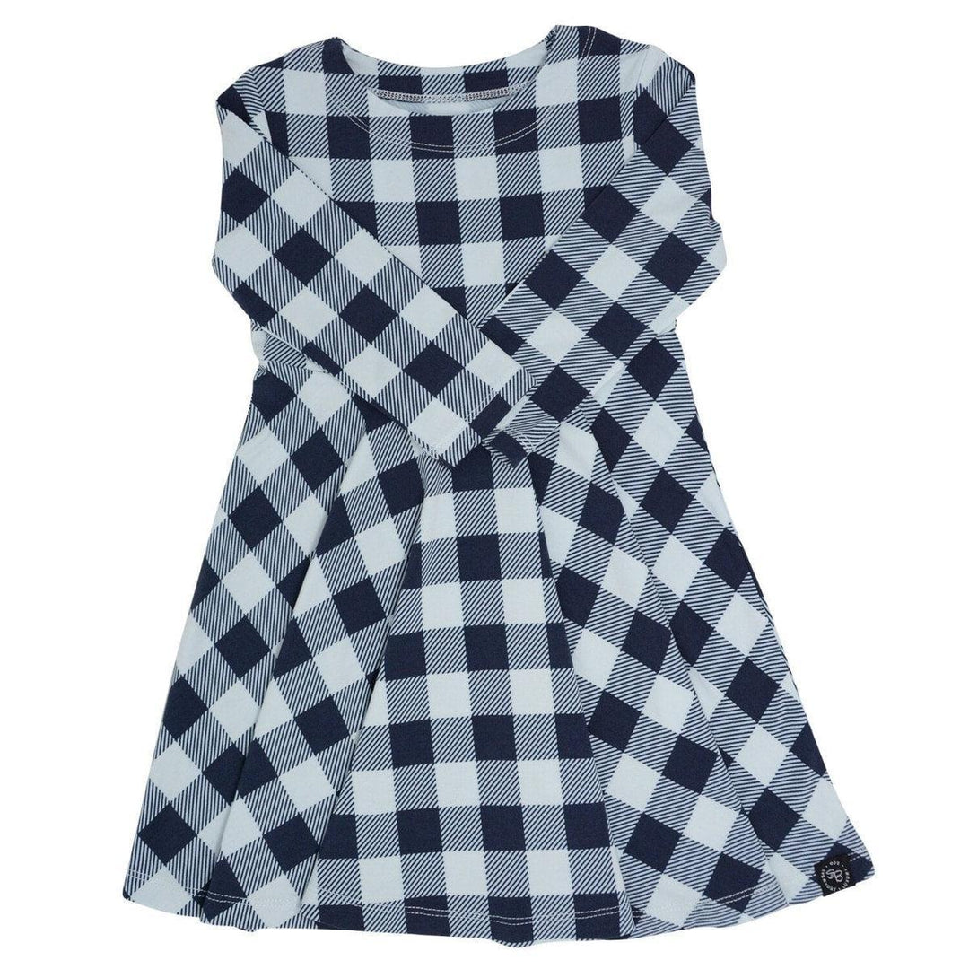 Sweet Bamboo Swirly Girl Dress - Buffalo Plaid Blue 2 Years Sweet Bamboo Swirly Girl Dress - Buffalo Plaid Blue 2 Years