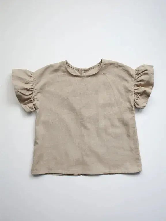 The Frill Linen Top - Oatmeal