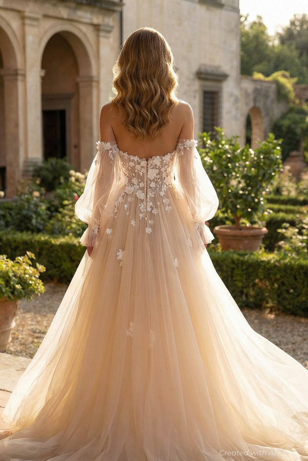 Ayla - Ivory Sand/Light Blush - FINAL SALE - 10 - Wedding Dress