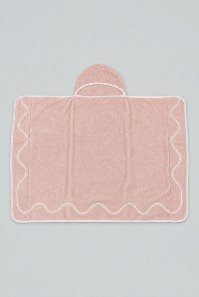 Wavy Embroidered Hooded Towel - Light Pink