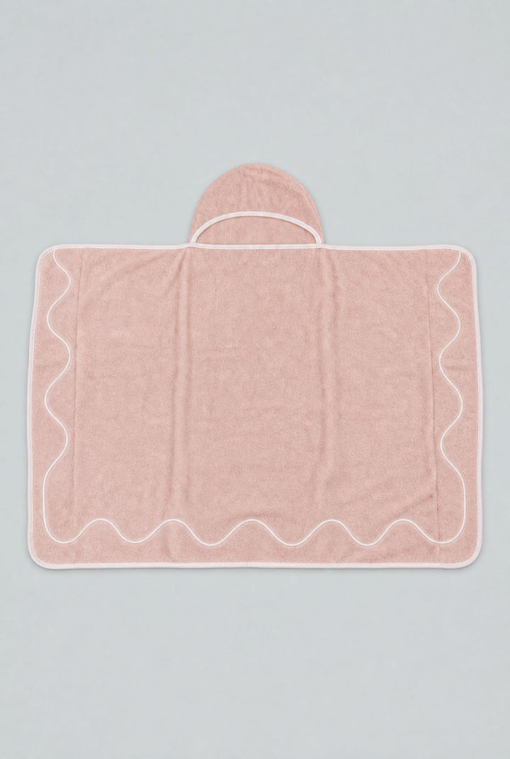 Wavy Embroidered Hooded Towel - Light Pink