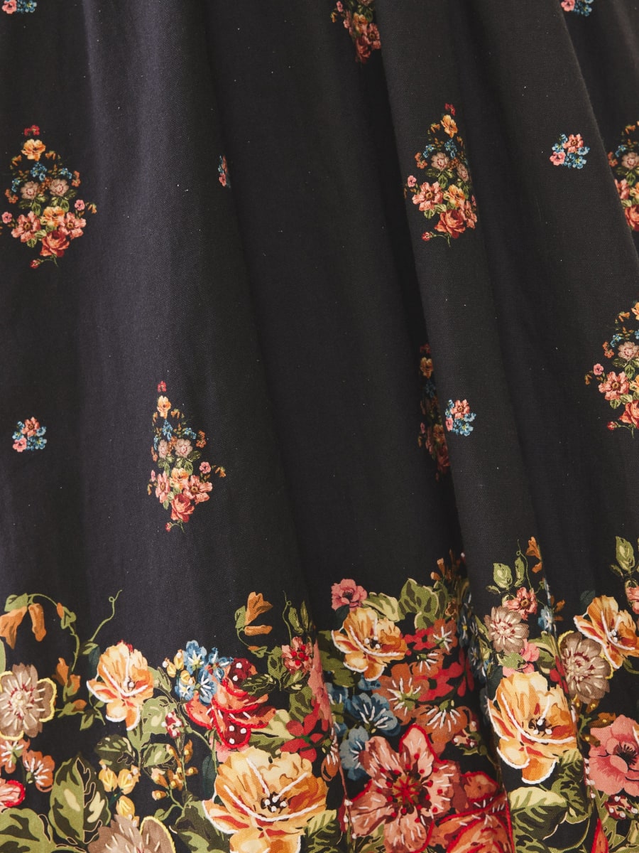 Katherine Dress - Black Victorian Floral