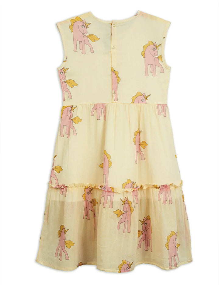 Unicorns Woven Long Dress - Yellow