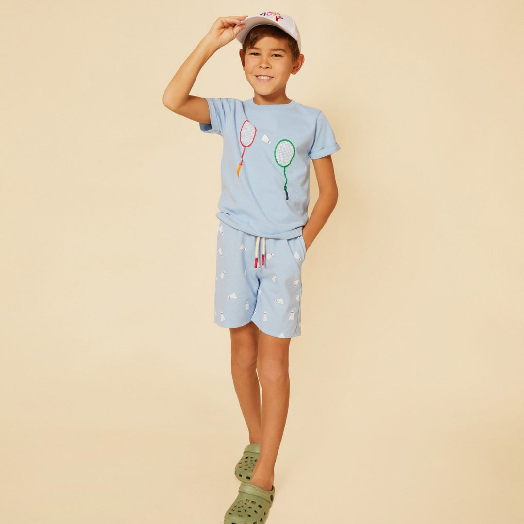 Badminton Kid Short - Placid Blue/Pattern