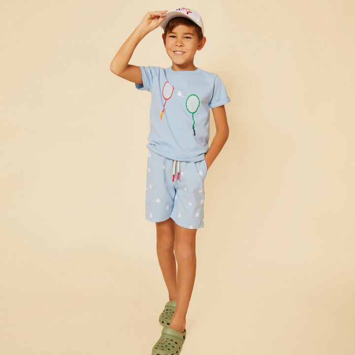 Badminton Kid Short - Placid Blue/Pattern