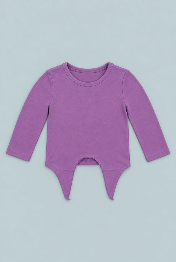 Deep Purple Long Sleeve Tie Top - Grape Jelly