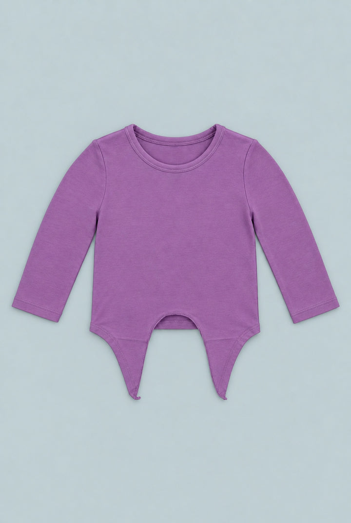 Deep Purple Long Sleeve Tie Top - Grape Jelly