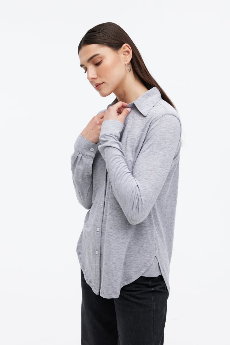 Amrat Jersey Blouse - Heather Grey