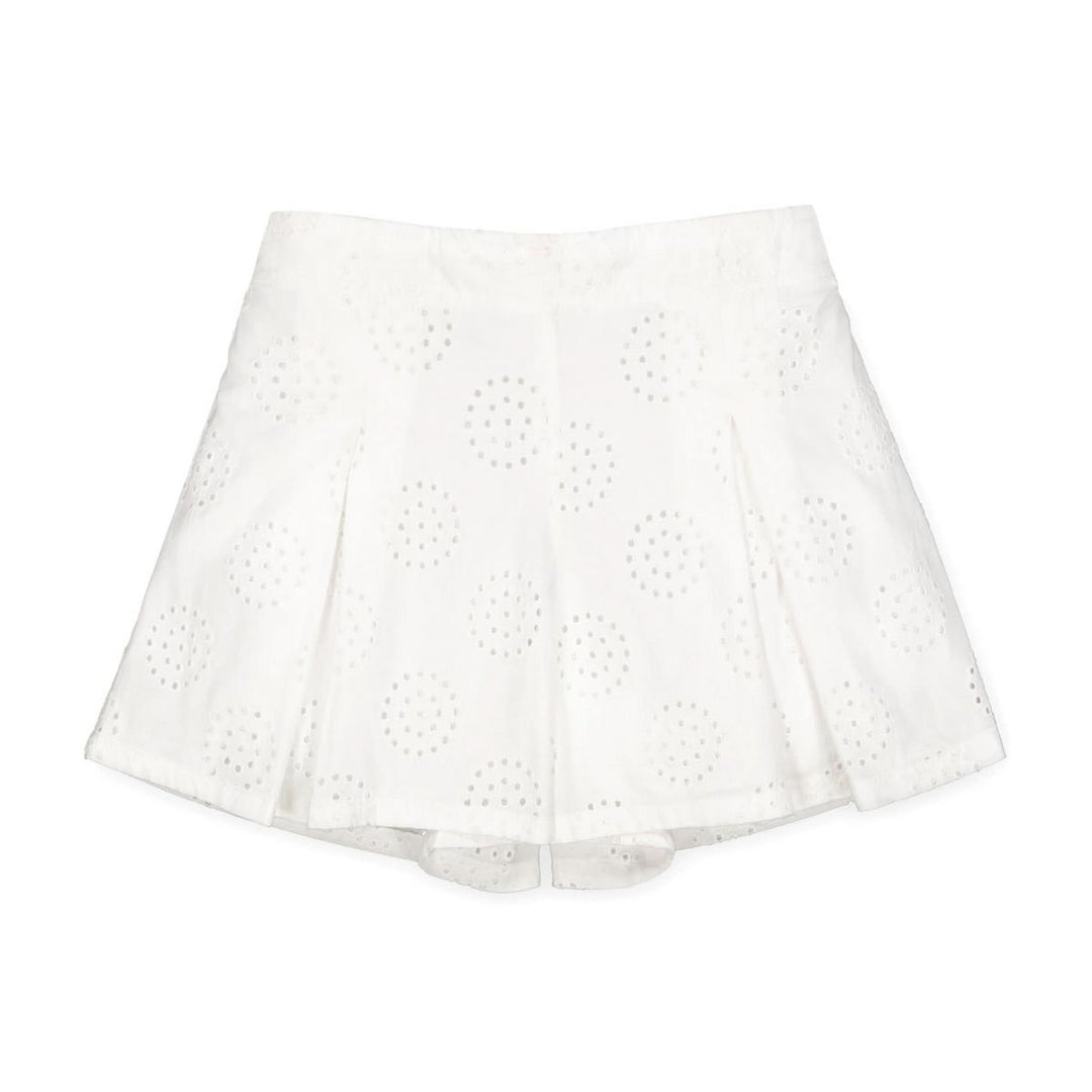 Pleated Pull-On Short - White Circle Eyelet