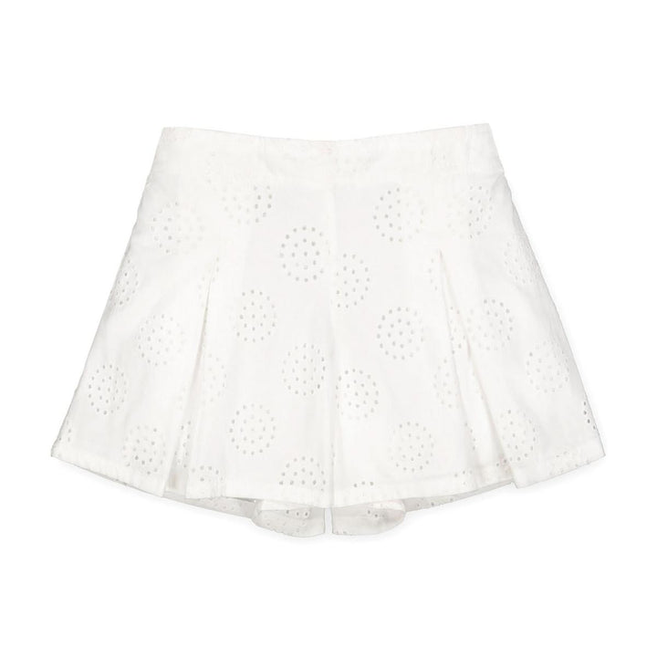 Pleated Pull-On Short - White Circle Eyelet