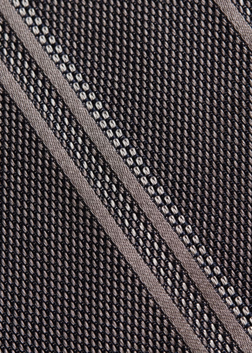 Silk Grenadine Stripe Tie - Grey