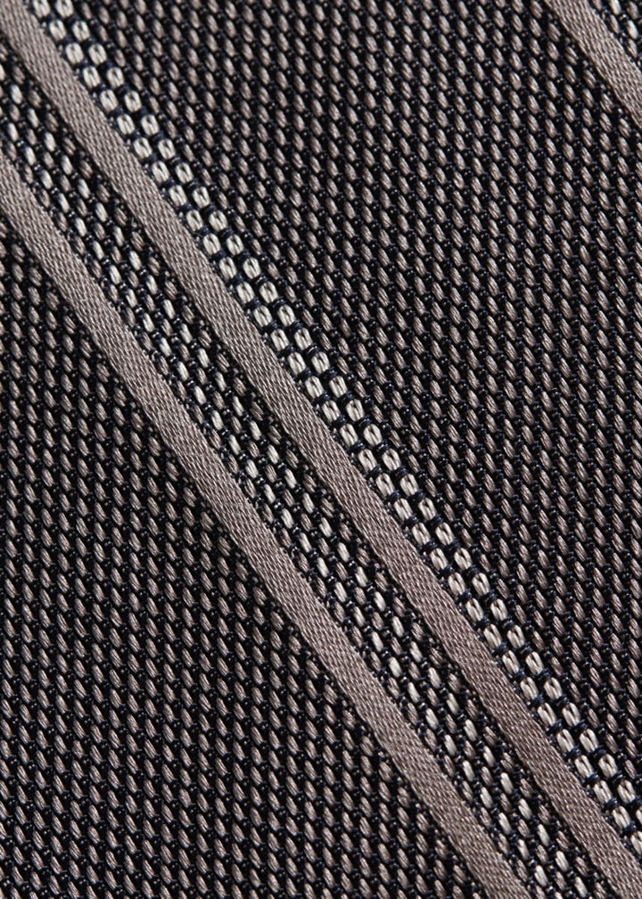 Silk Grenadine Stripe Tie - Grey