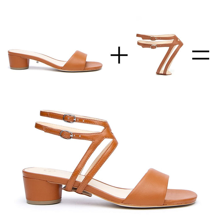 Cognac Sandal + Lozen Strap - Brown