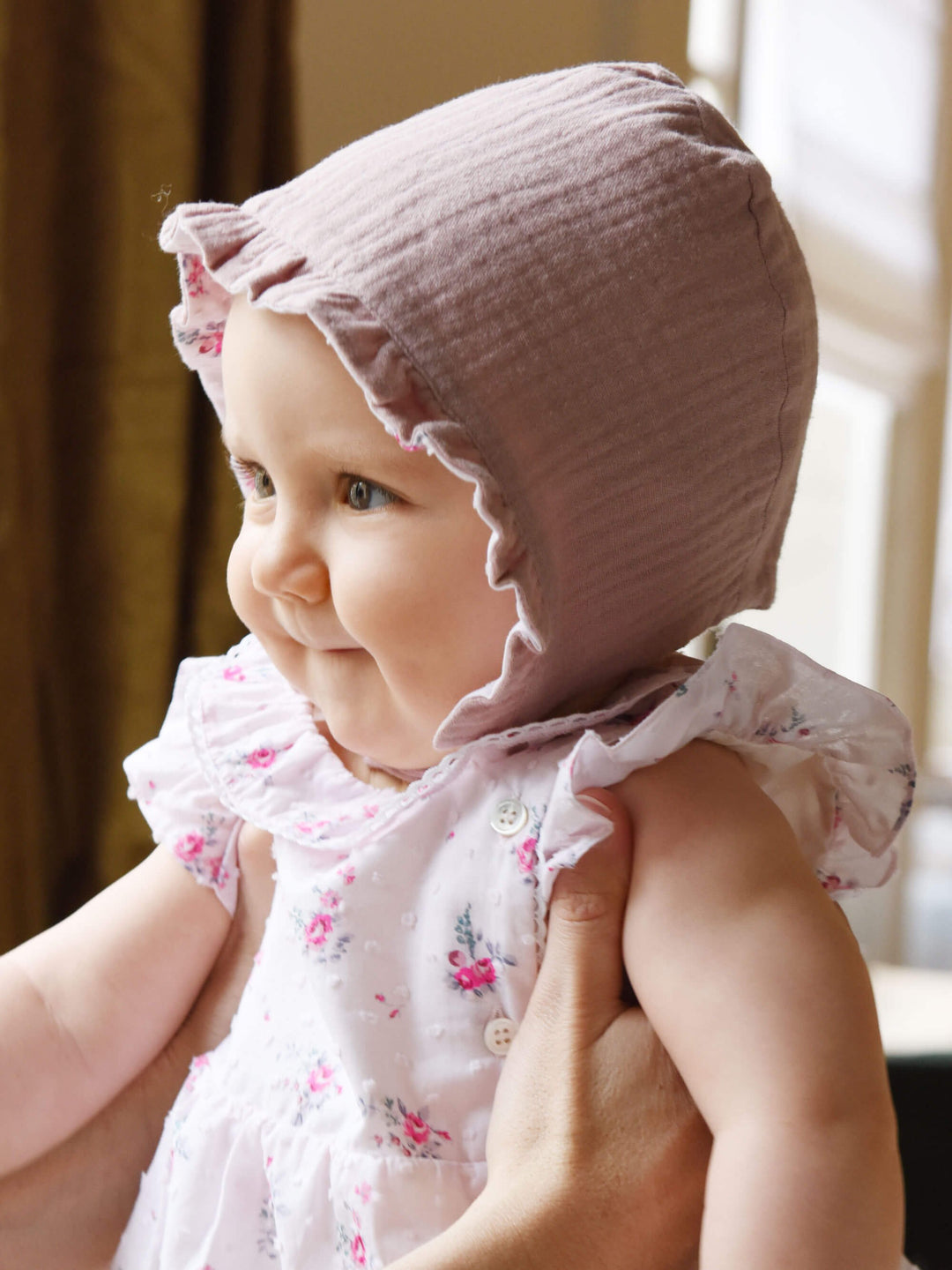 Lupin Organic Reversible Bonnet - Sandy Pink