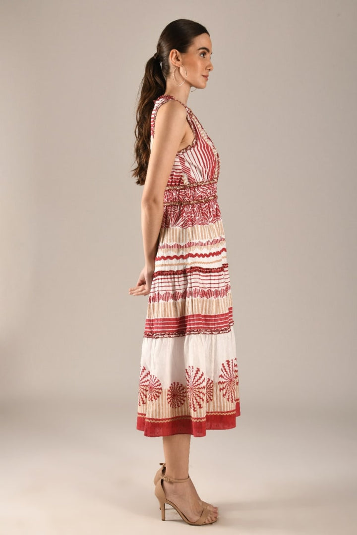 Homa Midi Dress - Red