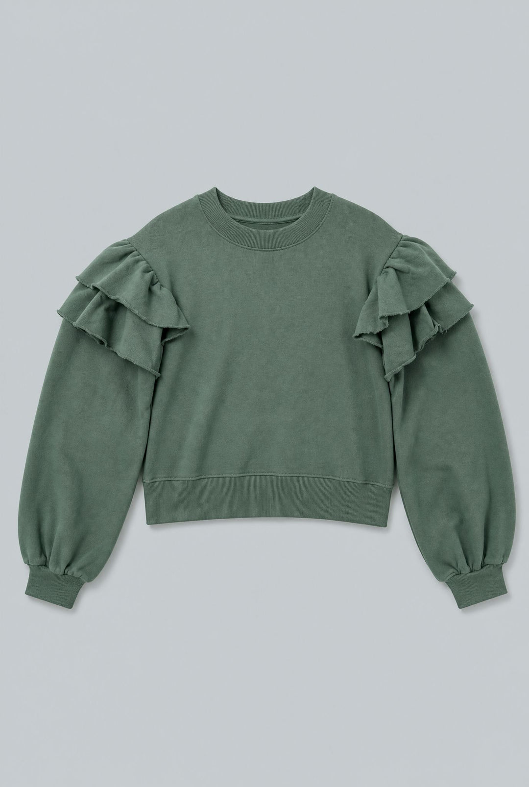 Ruffle Sweatshirt - Dark Green