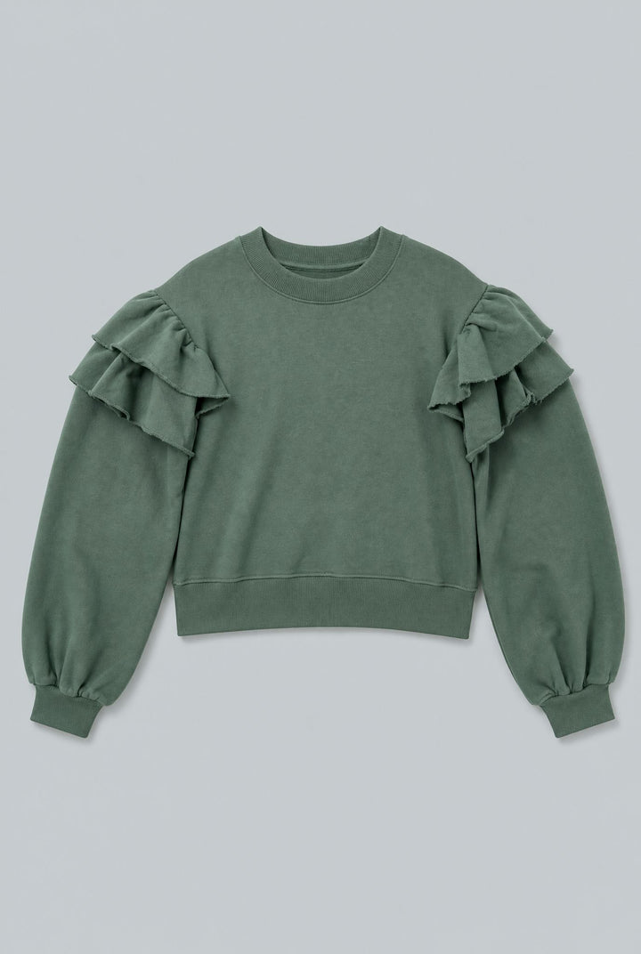 Ruffle Sweatshirt - Dark Green