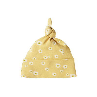 Cotton Knotted Beanie - Strawberry Flower Print