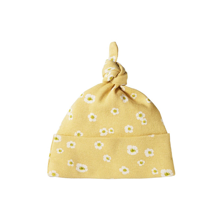 Cotton Knotted Beanie - Strawberry Flower Print