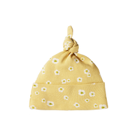 Cotton Knotted Beanie - Strawberry Flower Print