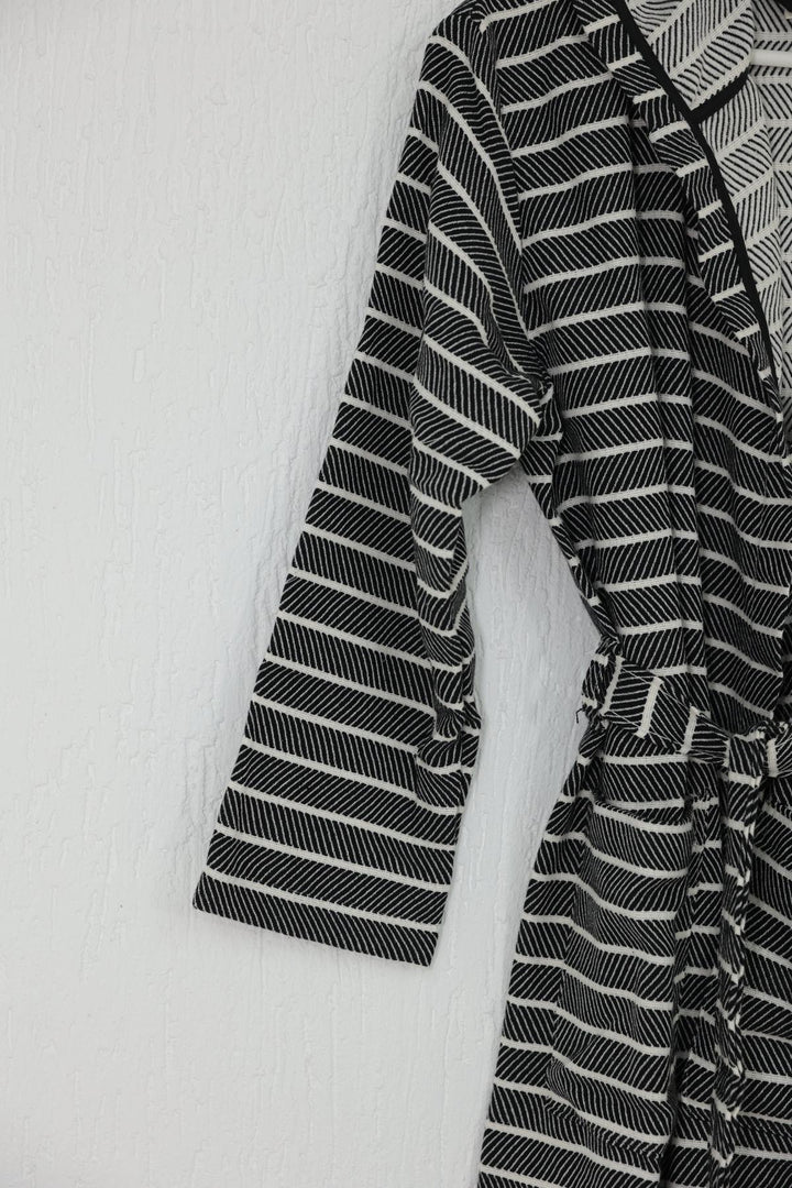 Cotton Black Striped Bathrobe