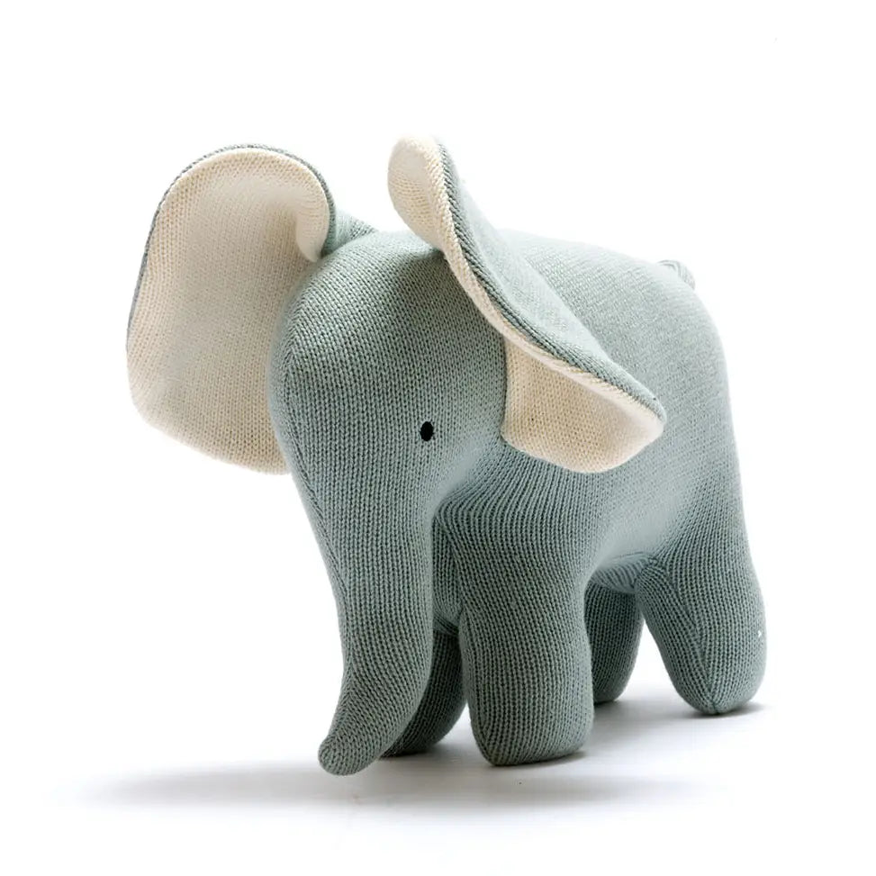 Large Organic Cotton Elephant Plush Toy in Teal