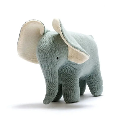 Large Organic Cotton Elephant Plush Toy in Teal - Teal / Organic Cotton - ’Stuffed Animal - Baby Kids Adult’