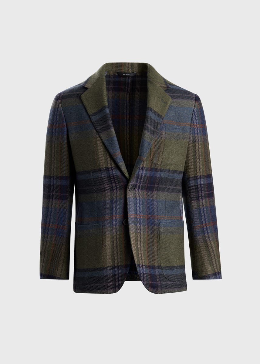 Phineas Cole Cashmere & Wool Oversize Plaid Jacket - Olive/Multi