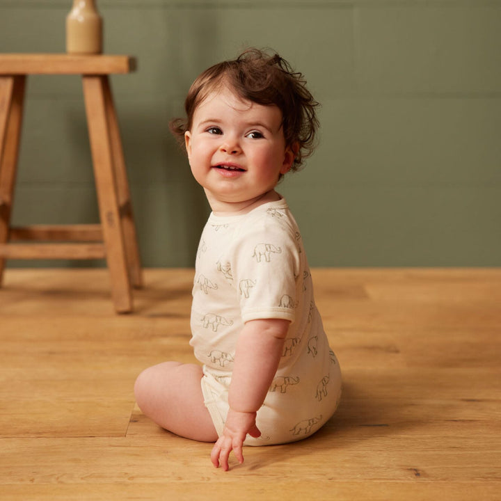 Short Sleeve Bodysuit - Elephant Print Bodysuits Nature Baby 