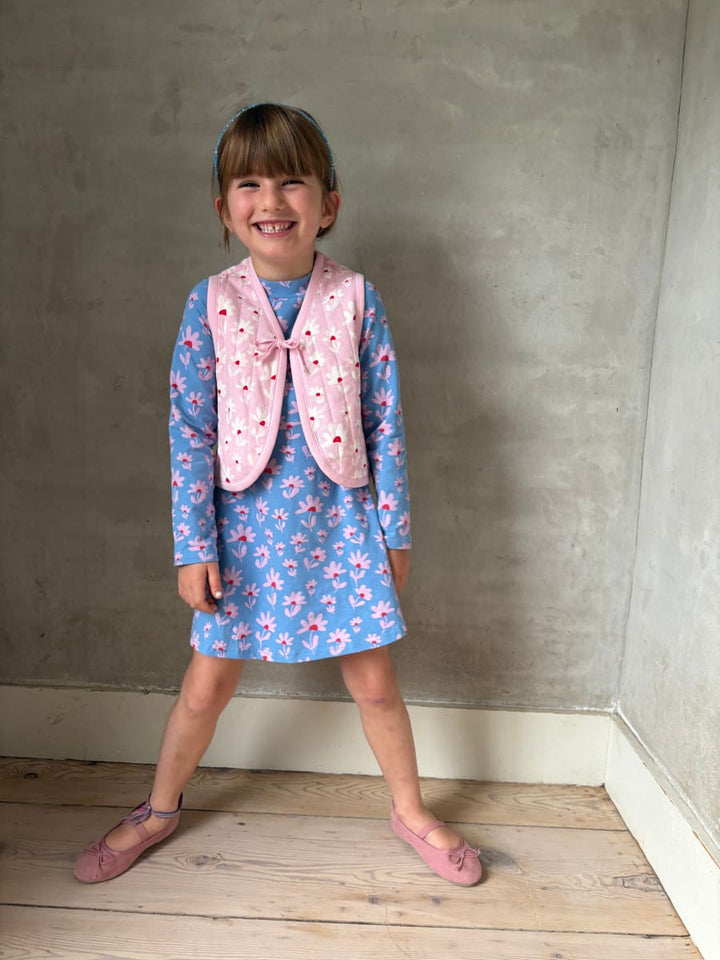 Quilted Tie Vest - Flower Field Peony