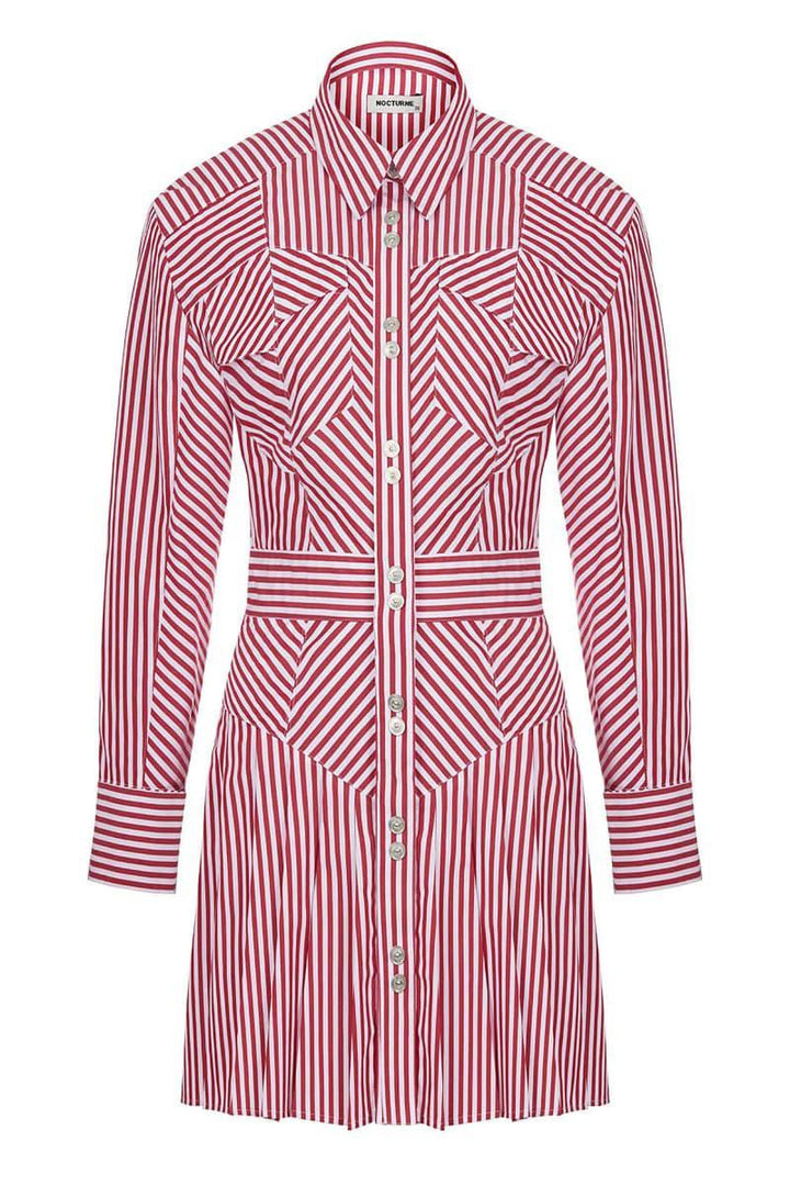 nocturne shoulder pad mini dress Nocturne Striped Mini Dress With Shoulder Pads In Pink - 50% Off