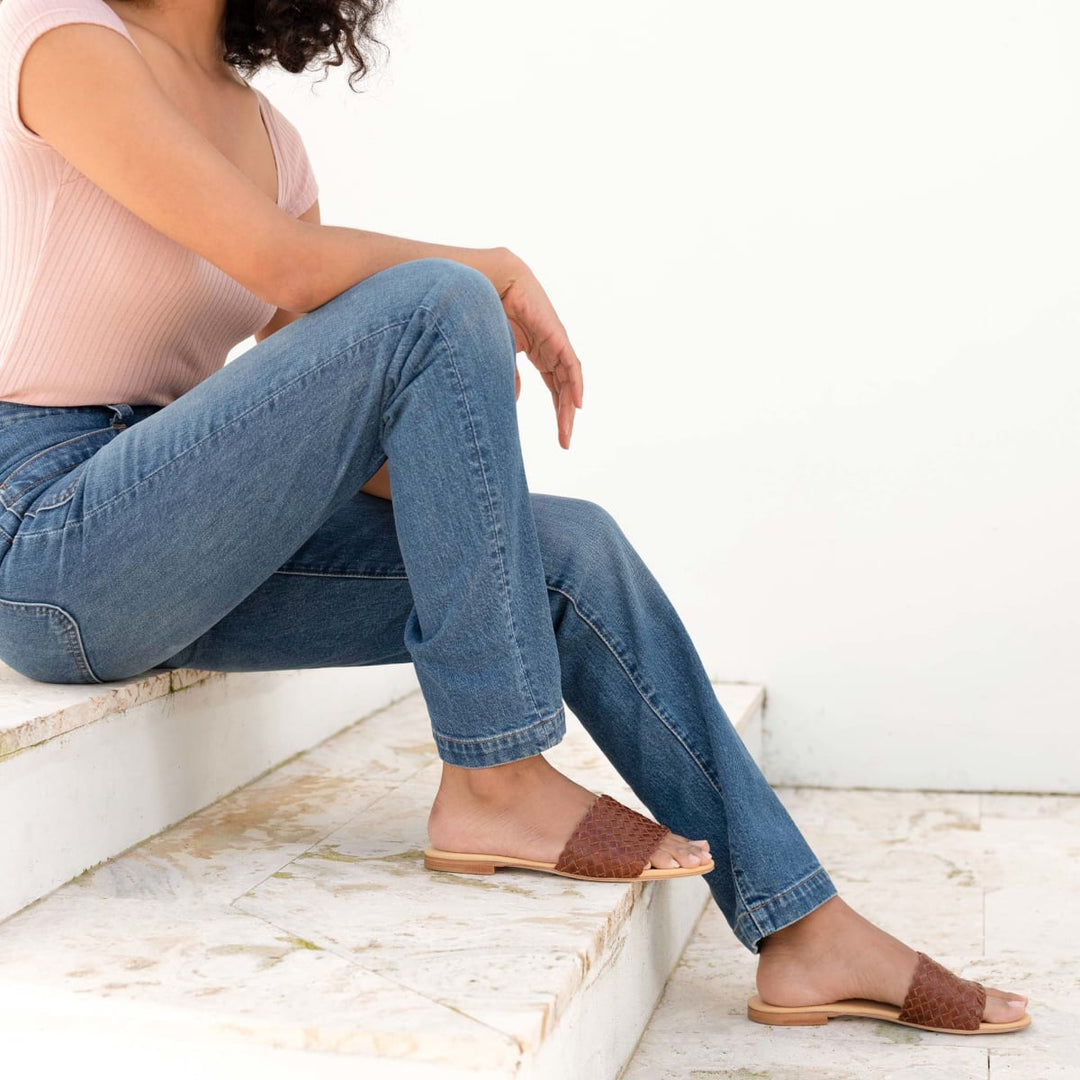 Isla Woven Slide Sandal Woven - Brandy