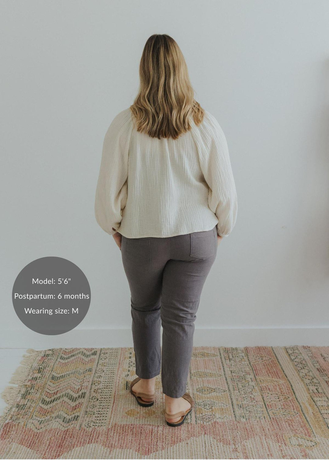Adult Plus Size Transitional Maternity Smocked Linen Pant - Grey