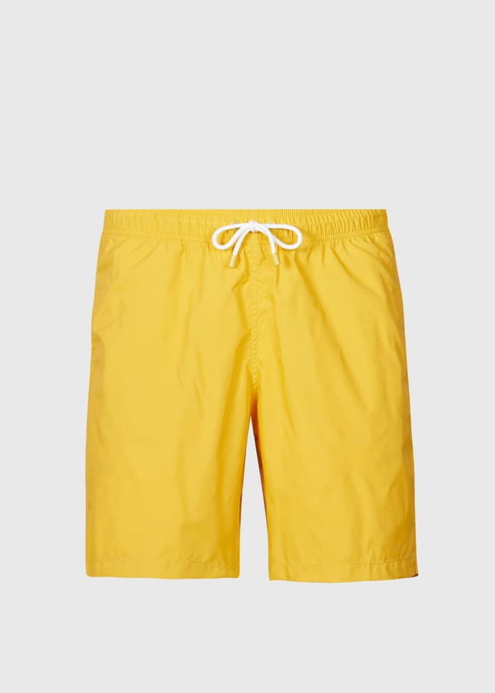Nylon Solid Color Swim Trunk - Yellow