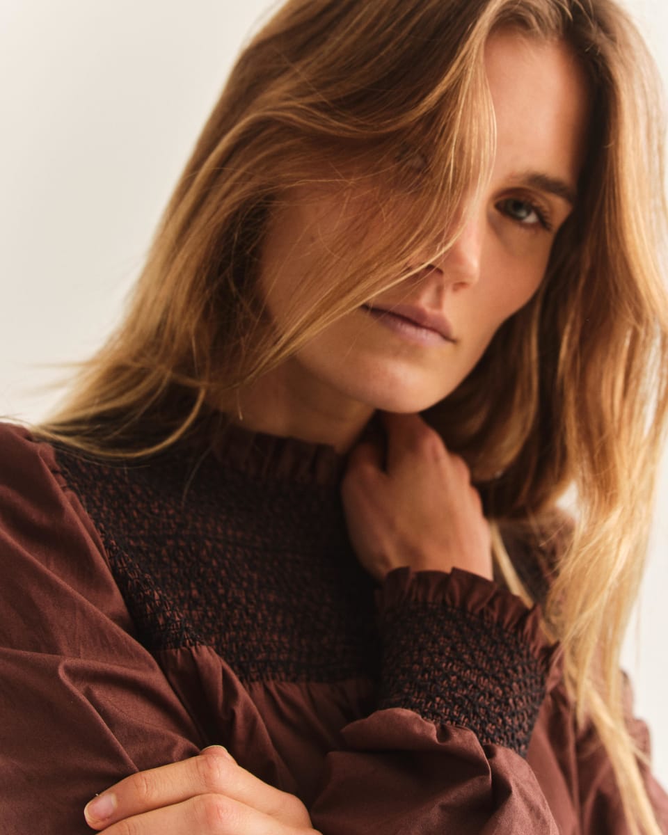 Cassidy Top - Cotton Poplin-Chicory Coffee