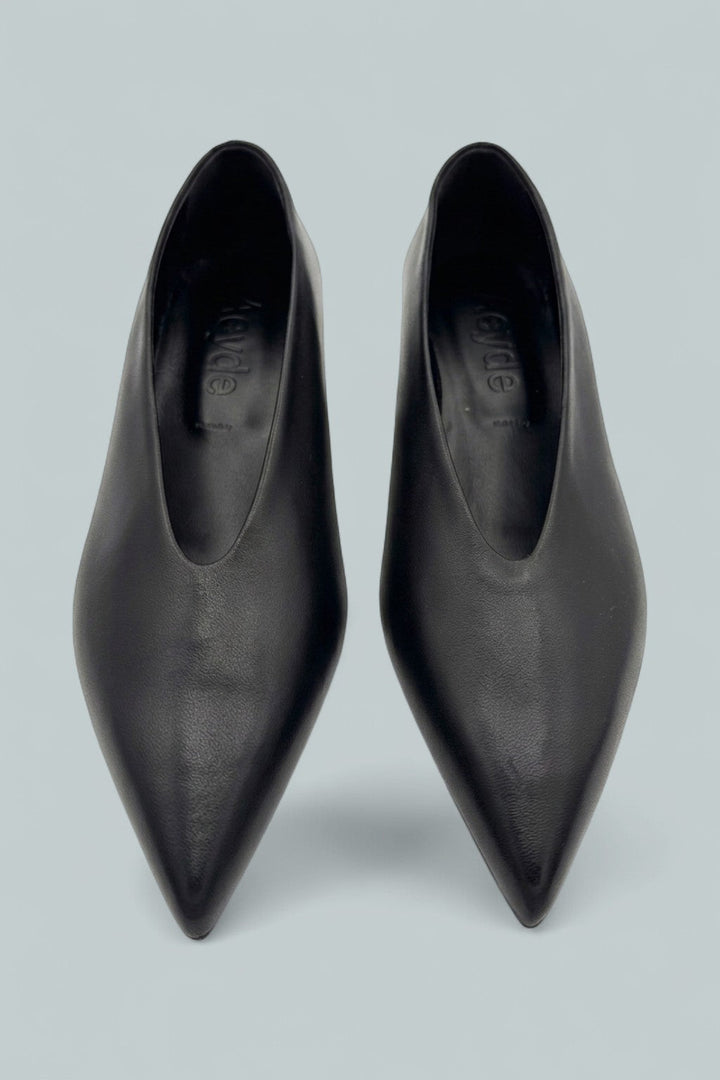 Clara Leather Kitten Heel Pumps - Black