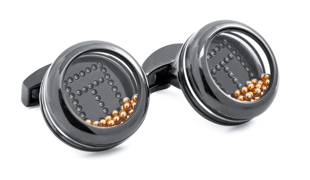 Solitaire Cufflinks In Stainless Steel - Black