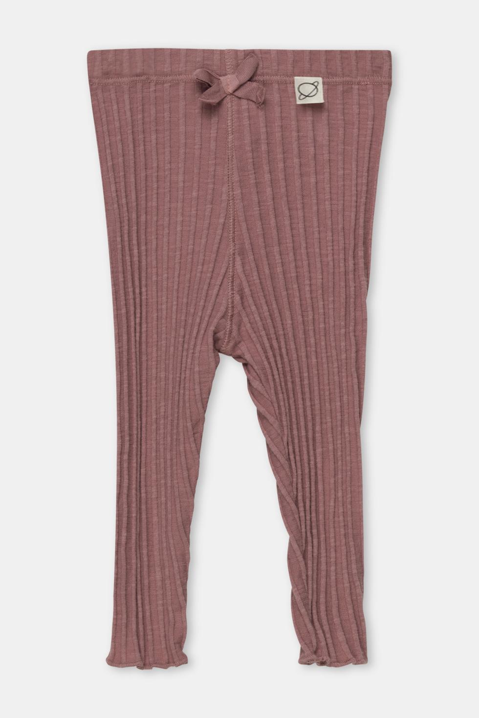 Organic rib lettuce-edge baby leggings - Pink